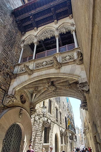 Historical stone architecture of Barcelona, Spain